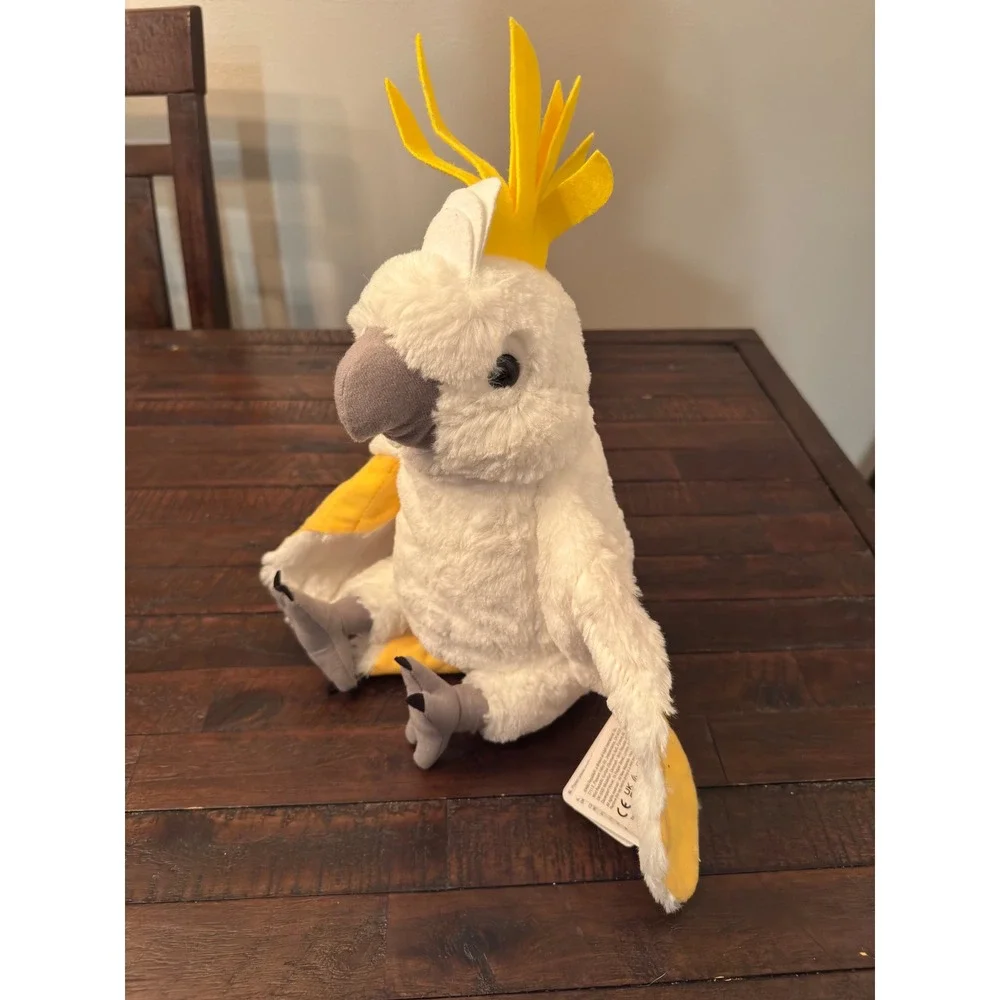 Wild Republic Cuddlekins Sulphur Crested Cockatoo Plush Bird White Yellow 10723